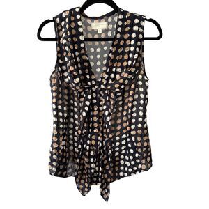 EUC Moulinette Soeurs Anthropologie Size 6 100% Silk Sheer Polka Dot Button Top